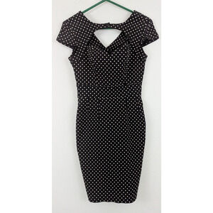 Hell Bunny sz XL Vixen Pin Up Retro Dress bodycon black & polka dots 1365